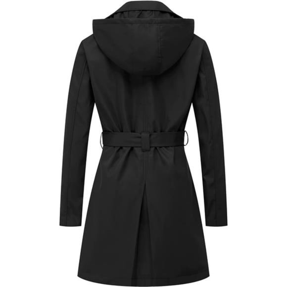 Women's Double Breasted Trench Coat Mid-Length Belted Overcoat Long Dress Jacket - Picture 2 of 8